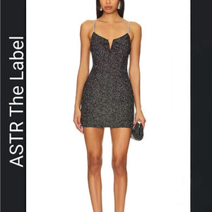 $98 Revolve ASTR The Label Sparkly Mirror Black Mini Dress shimmer size XL